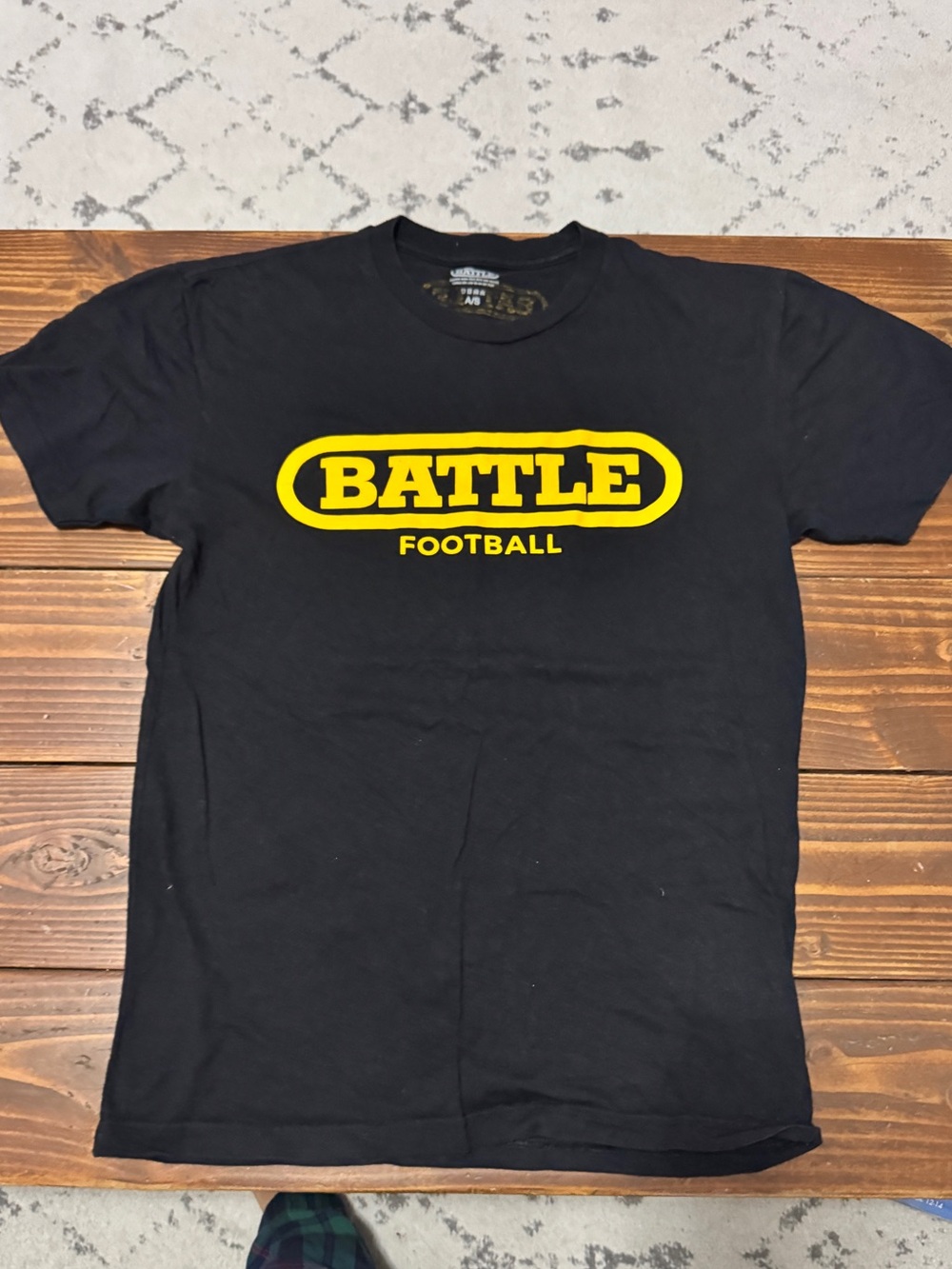Battle Football Men’s Black Graphic Tee - Yellow Logo small